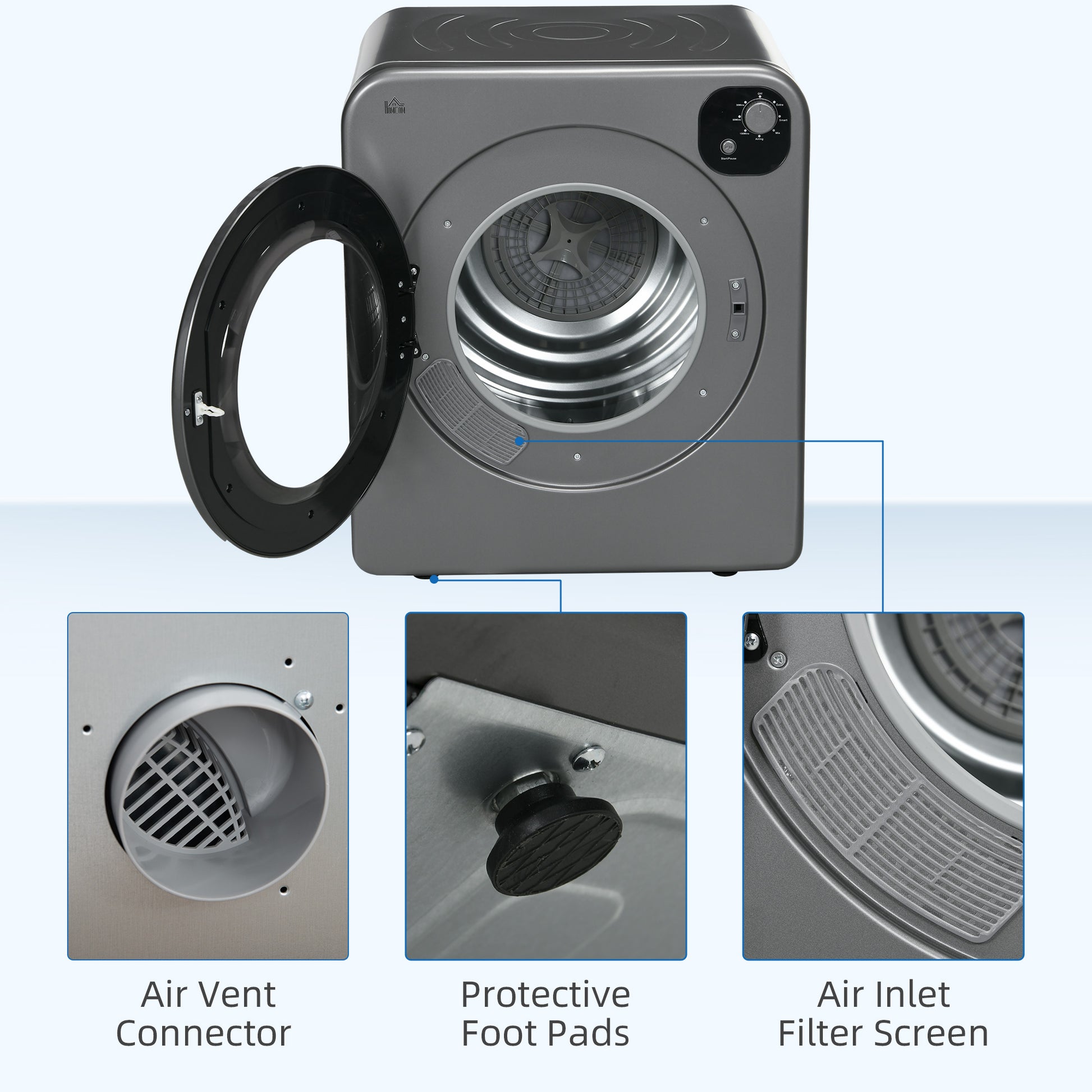 Compact Laundry Dryer Machine, 1300W, 3.22 Cu. Ft. Electric Portable Clothes Dryer with 7 Drying Modes for Apartment or 