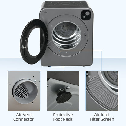 Compact Laundry Dryer Machine, 1300W, 3.22 Cu. Ft. Electric Portable Clothes Dryer with 7 Drying Modes for Apartment or 