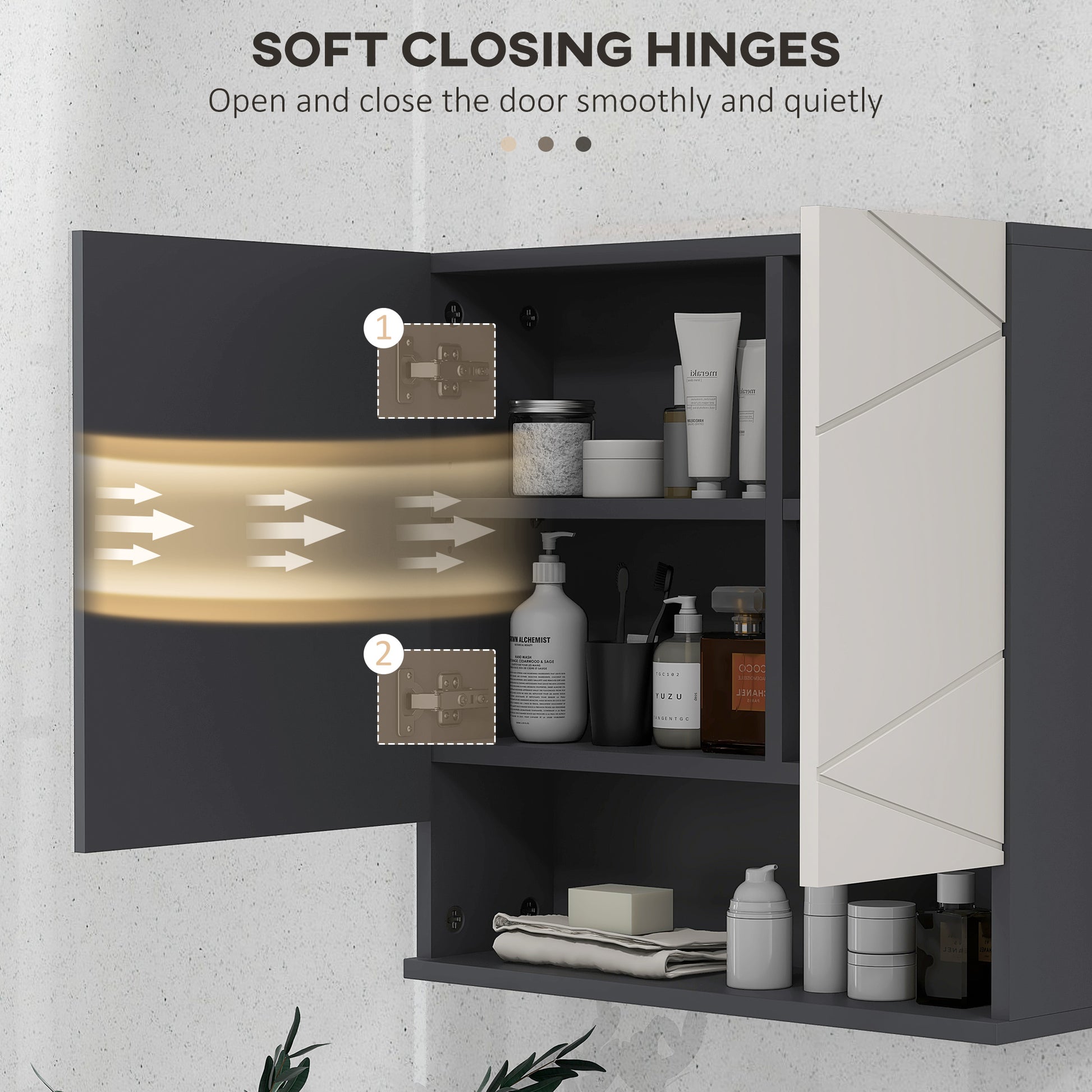 Medicine Cabinet, Wall Mounted Bathroom Mirror Cabinet with Mirrored Door, Adjustable Shelf and Soft Close Mechanism, Li