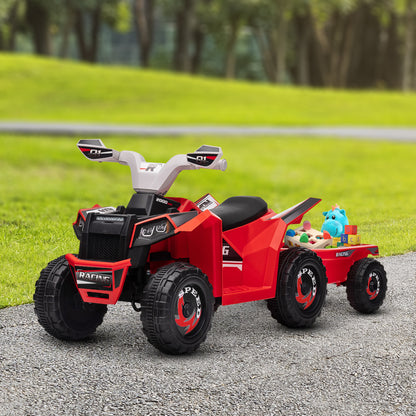 VarietyKart 6V Electric Toy Car with Back Trailer, Forward Backward, Wear-Resistant Wheels for Ages 18-36 Months, Red