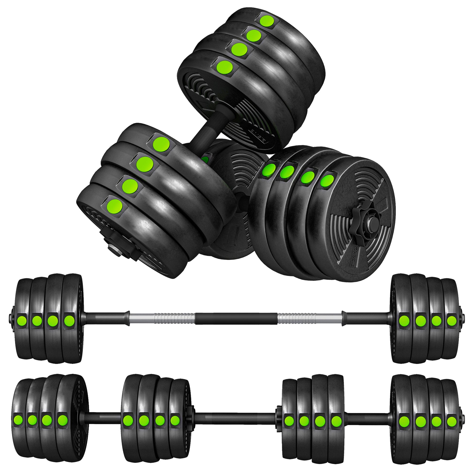 Soozier 66LBS 2-in-1 Adjustable Barbell & Dumbbells Set, Weights Set with Non-slip Handles for Men and Women Home Gym Tr