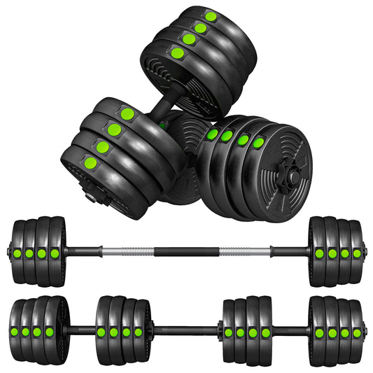 Soozier 66LBS 2-in-1 Adjustable Barbell & Dumbbells Set, Weights Set with Non-slip Handles for Men and Women Home Gym Tr