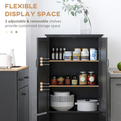 48 in 4-Door Kitchen Pantry Cabinet with Adjustable Shelves - Black - Image 5