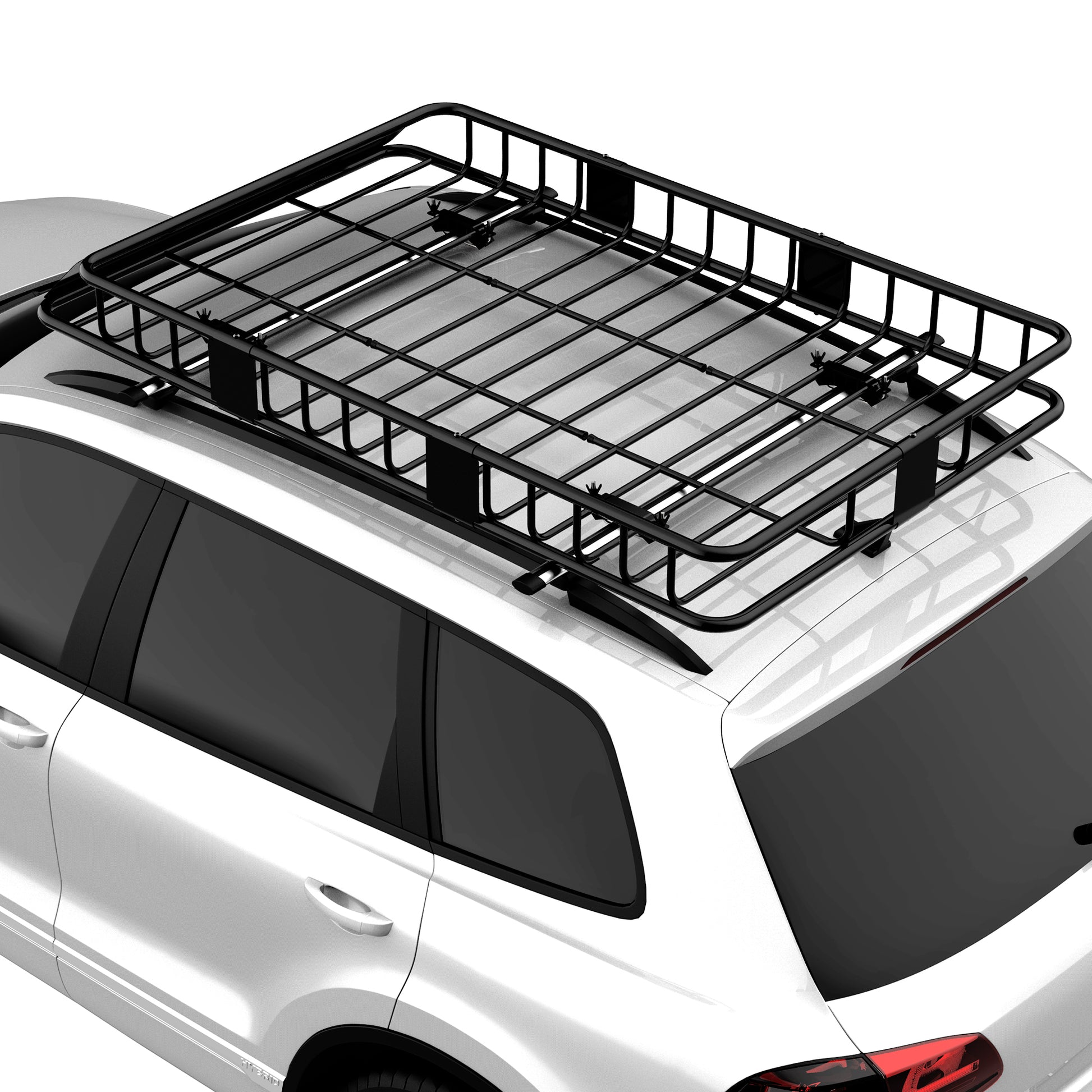 64"/43" x 39" Car Roof Rack, Length Adjustable Roof Basket, Universal Rooftop Cargo Carrier Basket with U-bolts, 220 lbs