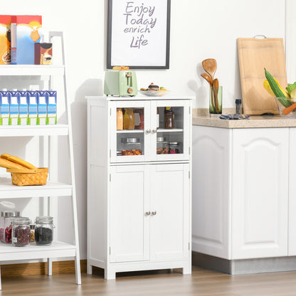 Bathroom Floor Storage Cabinet with Tempered Glass Doors and Adjustable Shelf, Kitchen Cupboard, Free Standing Organizer