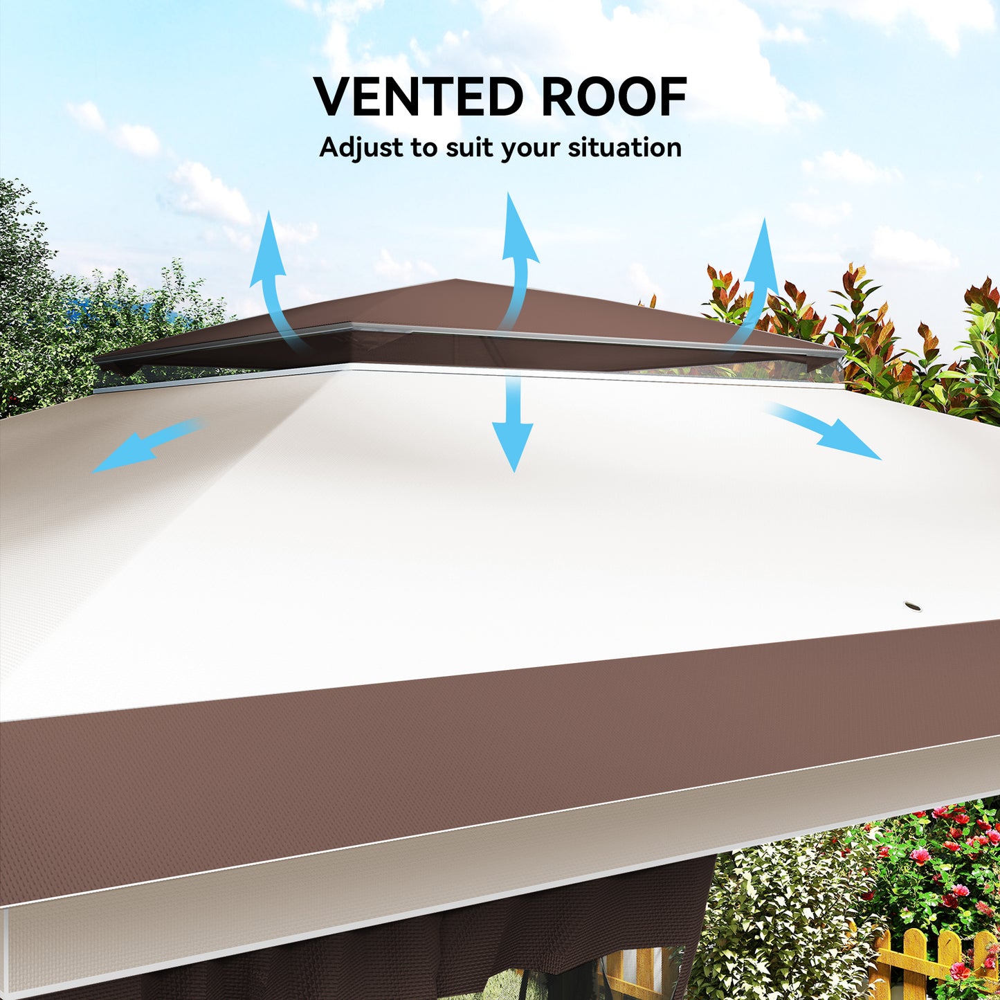 12' x 12' Pop Up Canopy Sun Shade Instant Tent Folding with Mesh Sidewalls, Beige and Dark Brown