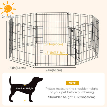 24inch Foldable Metal Exercise Pet Playpen Yard Dog Puppy Kennel Cage 8 Panel