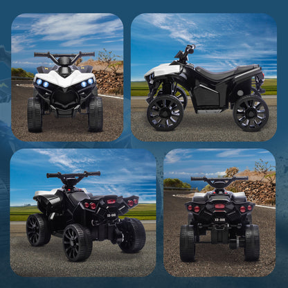 Qaba 6V Kids ATV, 4 Wheeler Electric Ride on Car with Music and LED Headlights, for Ages 37-72 Months Boys and Girls, Wh