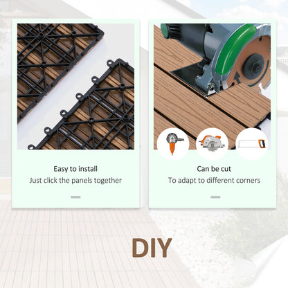 Outdoor Tiles, 11 Pack 12" x 12" WPC Interlocking Deck Tiles Waterproof and Non-slip