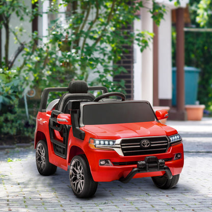 Qaba 12V Toyota LAND CRUISER Licensed Kids Car w/ Remote Control, Four Wheel Spring Suspension, Soft Start, LED Light, R