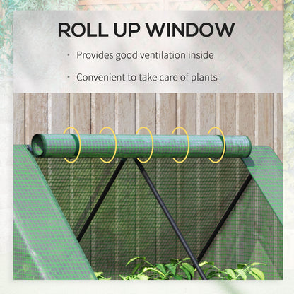 Steel Outdoor Raised Garden Bed with Greenhouse,Cover, Roll Up Door, Dual Use, 50"x37.4"x36.2", Green