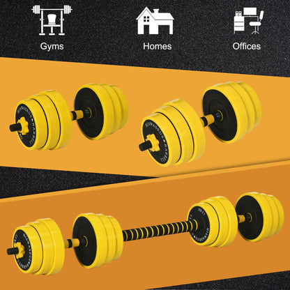 Soozier Dumbbell & Barbell Adjustable Set 55lbs Plate Bar Clamp Rod for Strength Training, Full Body Workout, Muscle Bui