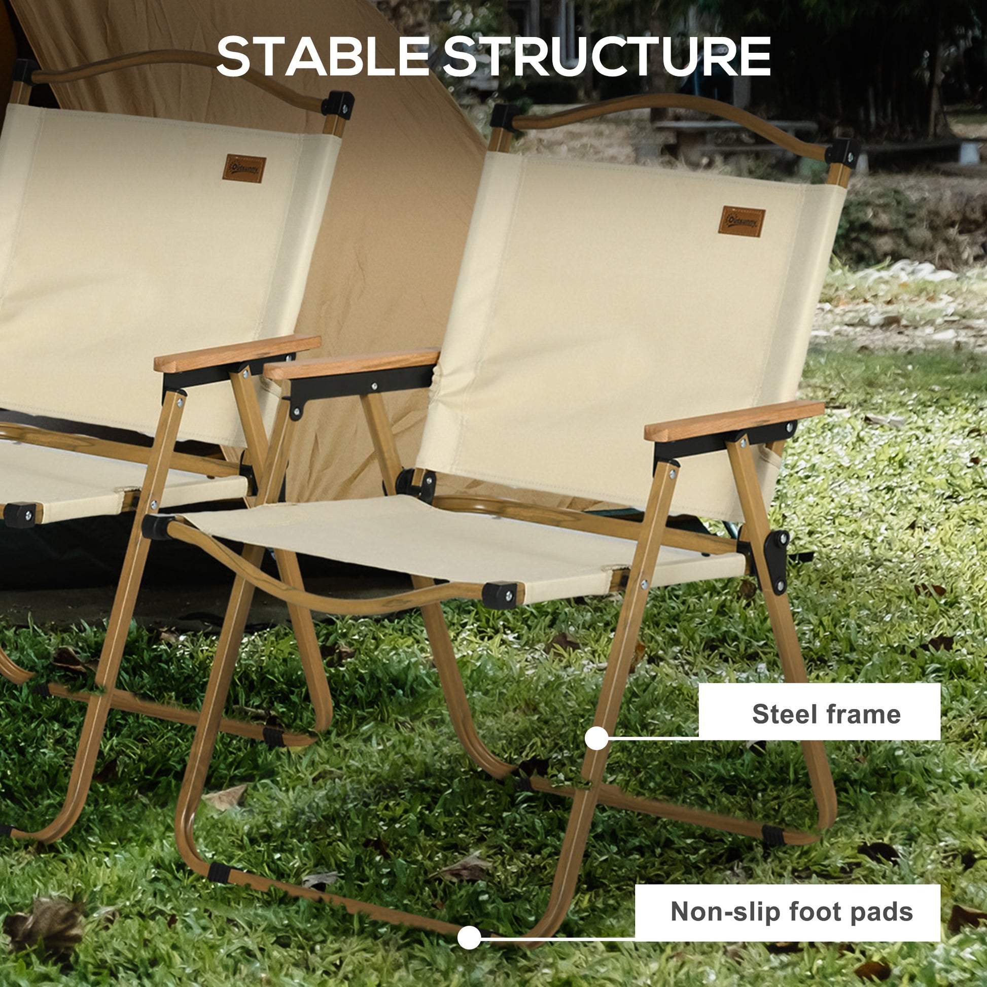 Set of 2 Camping Chair, Lightweight Folding Chair, Portable Armchairs, Excellent for Festivals, Fishing, Beach and Hikin