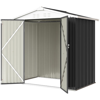 6.5' x 4'  Outdoor Storage Shed, Metal Garden Shed with Lockable Double Doors, 4 Vents, Dark Grey