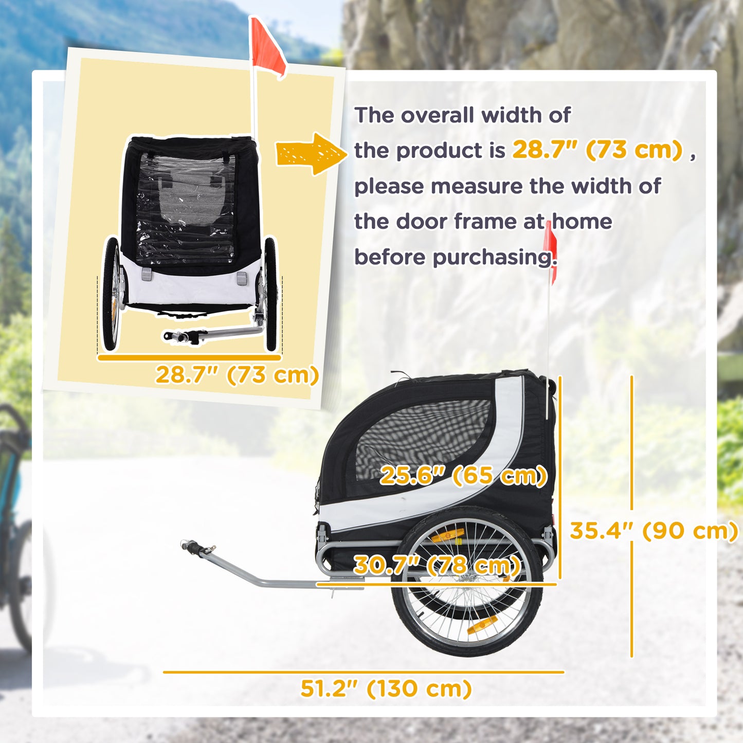 VarietyKart Dog Bike Trailer, Pet Cart Bicycle, Wagon Cargo Carrier Attachment with Hitch, Reflectors, Flag for Small Me