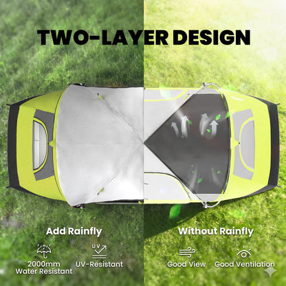 Camping Tent for 6 Man with 2000mm Waterproof Rainfly and Carry Bag for Fishing Hiking Festival, Green