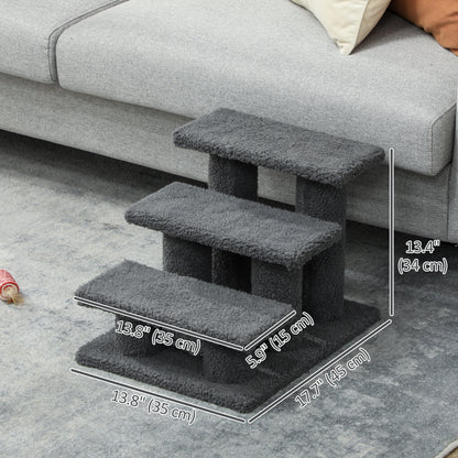 3 Tier Pet Stairs Dog Cat Step Scratch Post Furniture,  Dark Grey