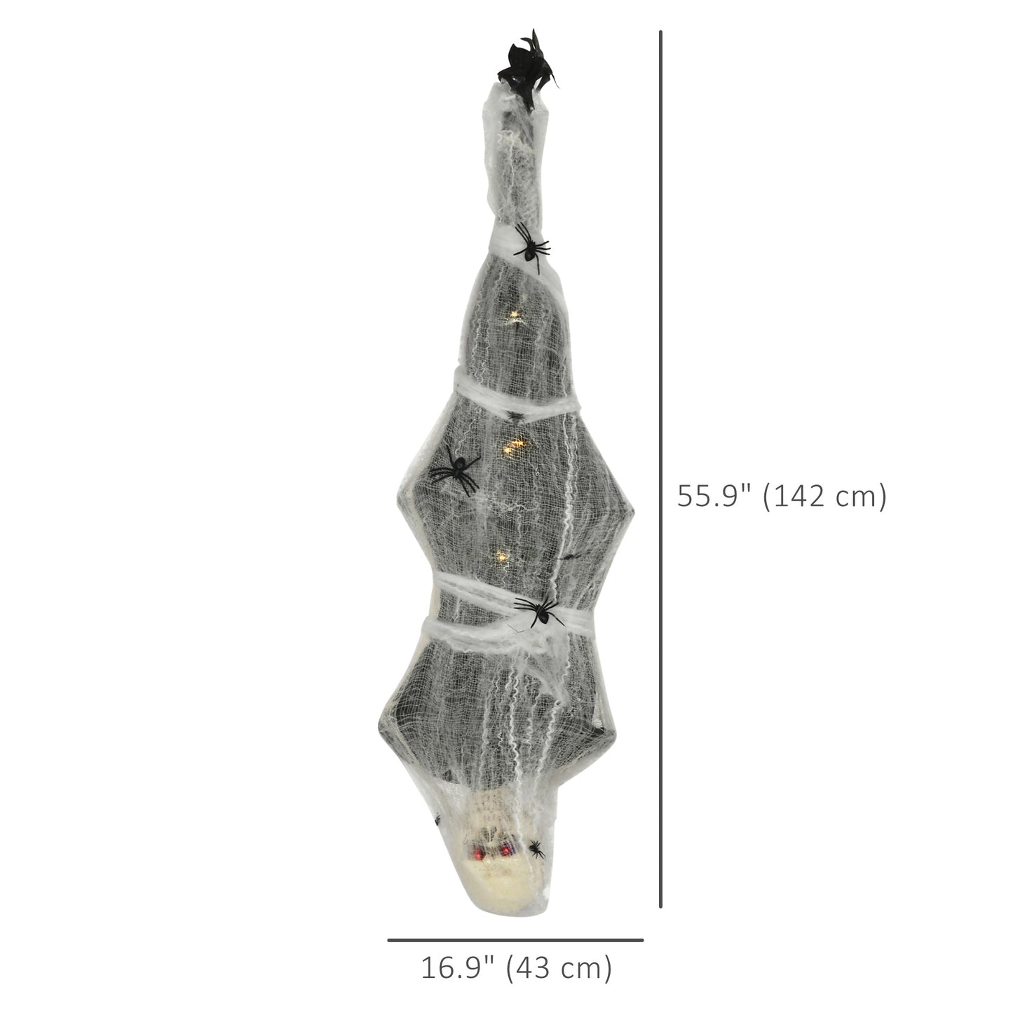 55.9 Inch/4.7ft Life Size Outdoor Halloween Decoration Hanging Mummy with Spider Web, Animated Prop Decor with Sound and