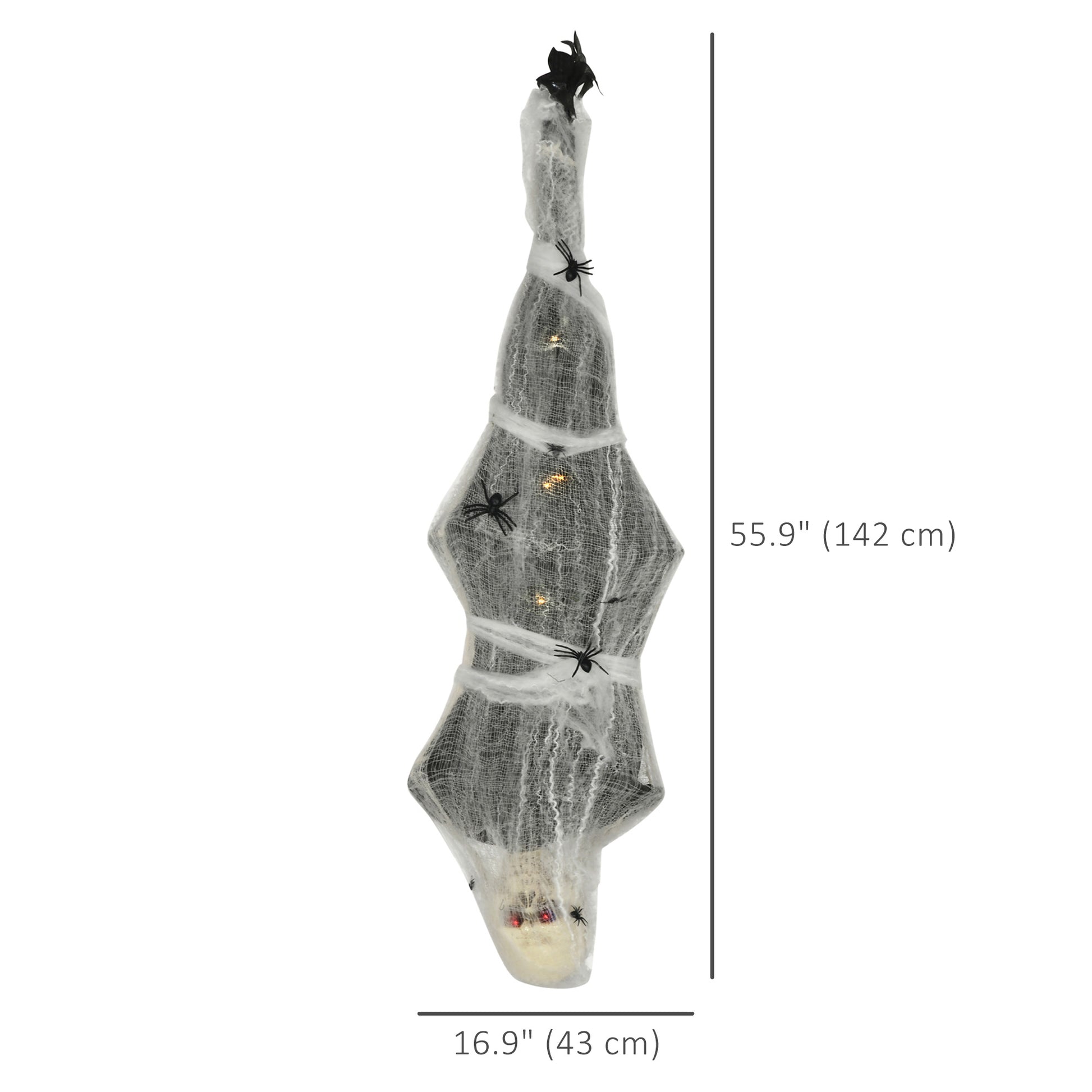 55.9 Inch/4.7ft Life Size Outdoor Halloween Decoration Hanging Mummy with Spider Web, Animated Prop Decor with Sound and