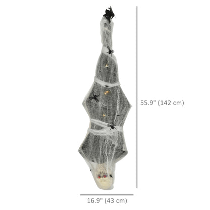 55.9 Inch/4.7ft Life Size Outdoor Halloween Decoration Hanging Mummy with Spider Web, Animated Prop Decor with Sound and