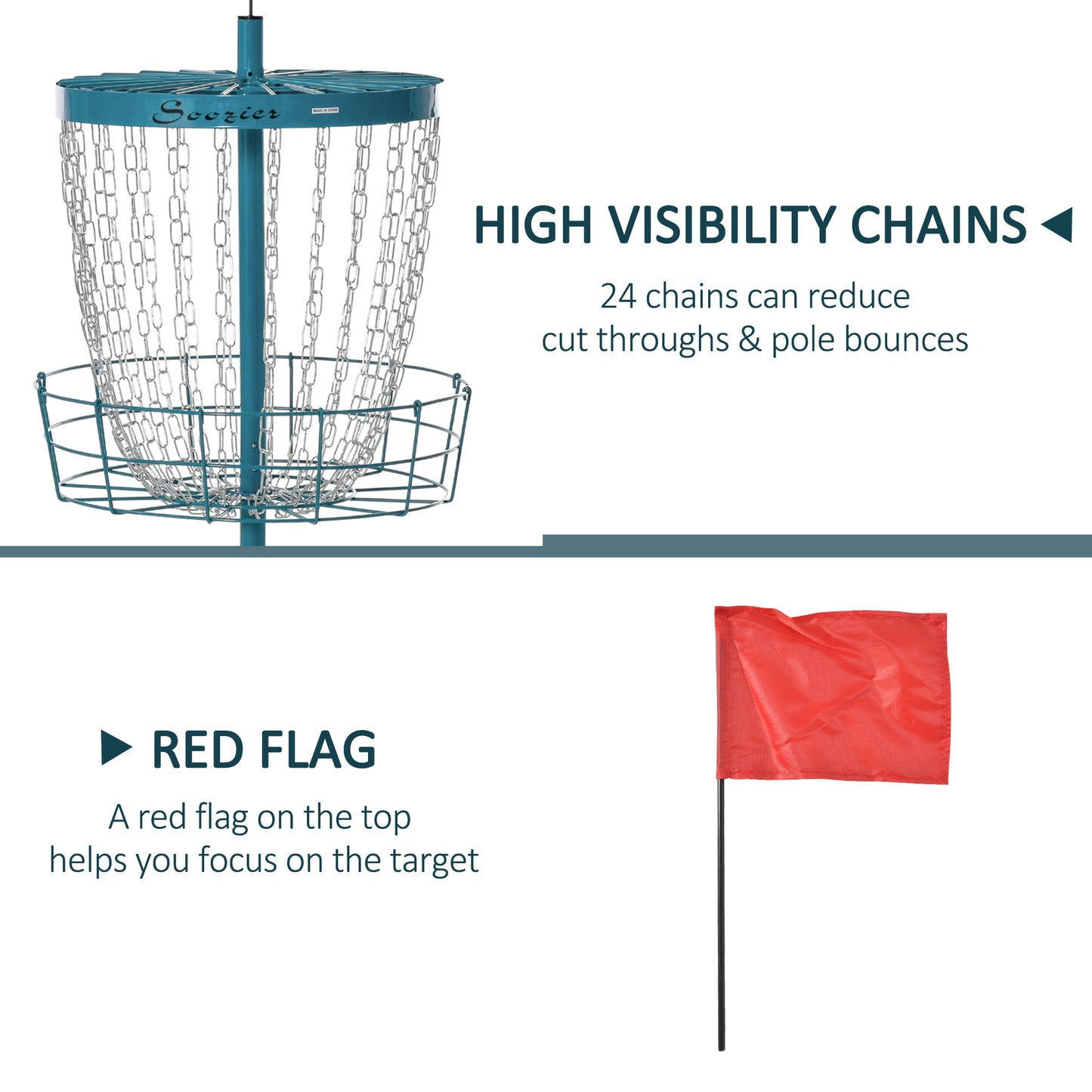 Soozier 24-Chain Portable Practice Basket for Disc Golf Target Stand Easy Assembly & Lightweight Basket w/ Carry Bag Nav