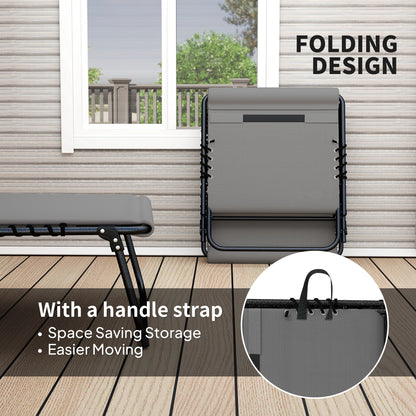 Folding Chaise Lounge Chair Set of 2, Reclining Outdoor Lounge Chair Set with Quick Drying Pad Headrest Side Pocket, Tan
