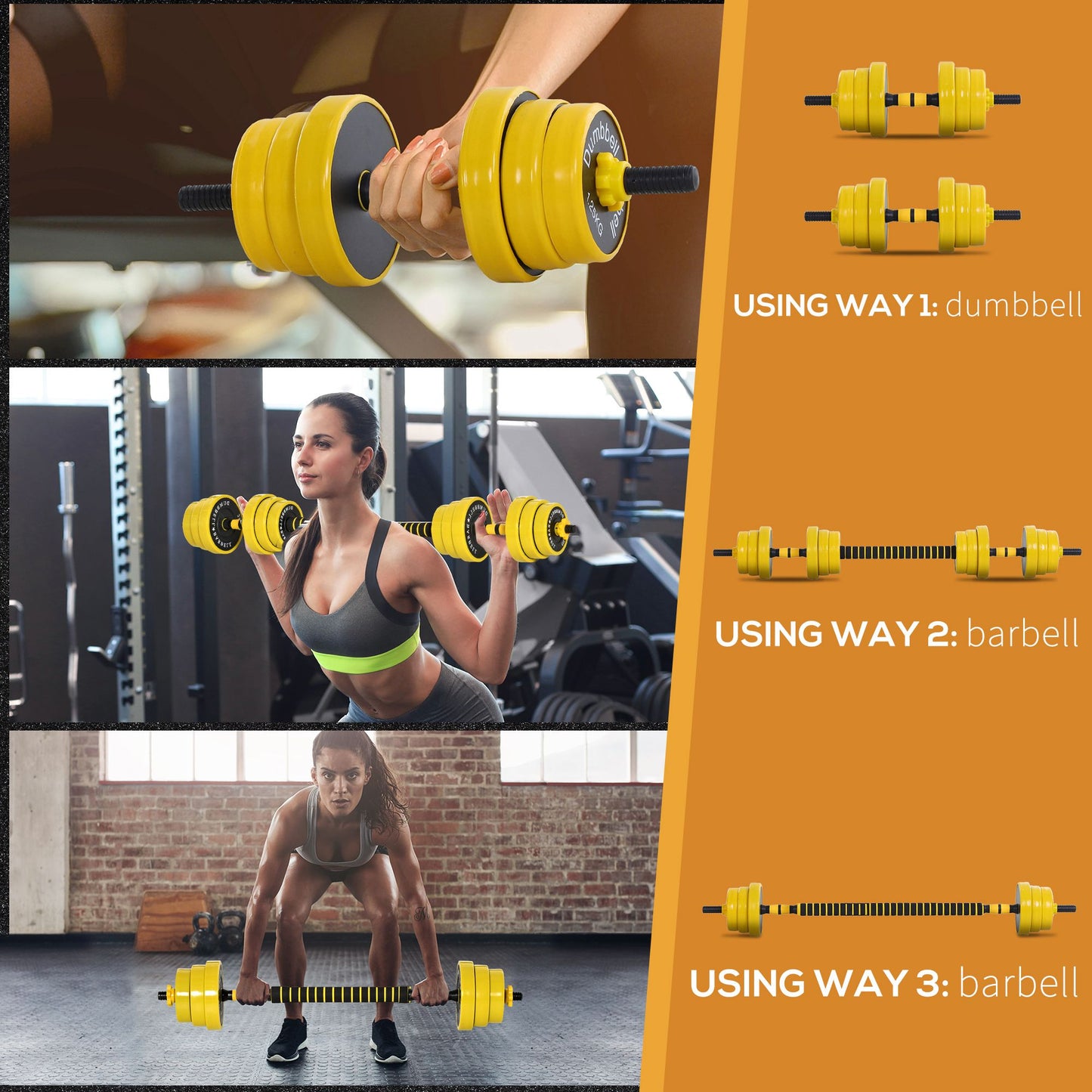 Soozier Dumbbell & Barbell Adjustable Set 44lbs Plate Bar Clamp Rod for Strength Training, Full Body Workout, Muscle Bui