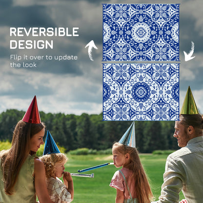 Portable Outdoor Rug with Carry Bag, 9' x 12' Reversible Mat, Waterproof Plastic Straw RV Rug for Backyard, Deck, Picnic