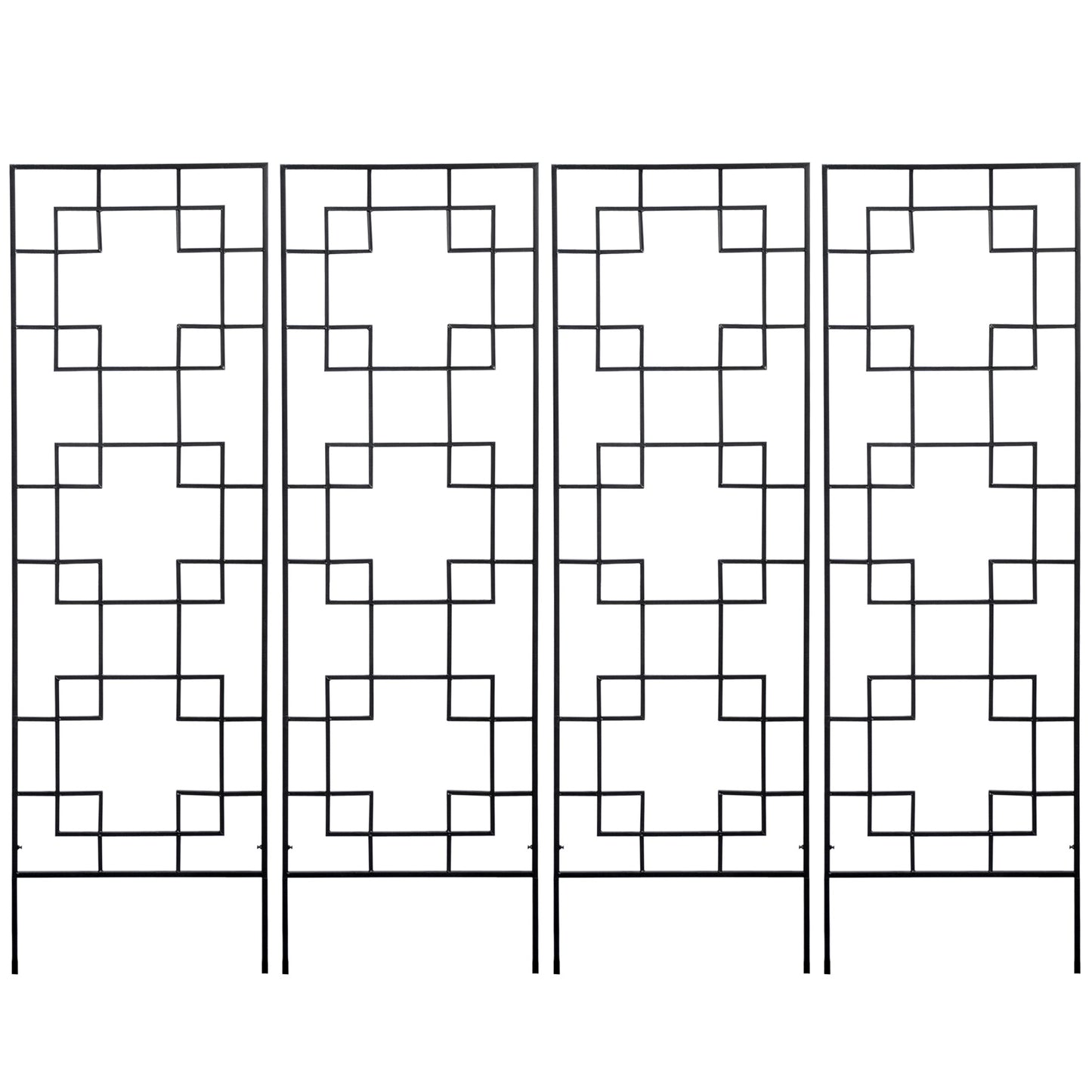 4 Pack Garden Trellis for Climbing Plants, Outdoor Metal Grid Panels for Roses, Vine Flower, Cucumber, Clematis, 72" Tal