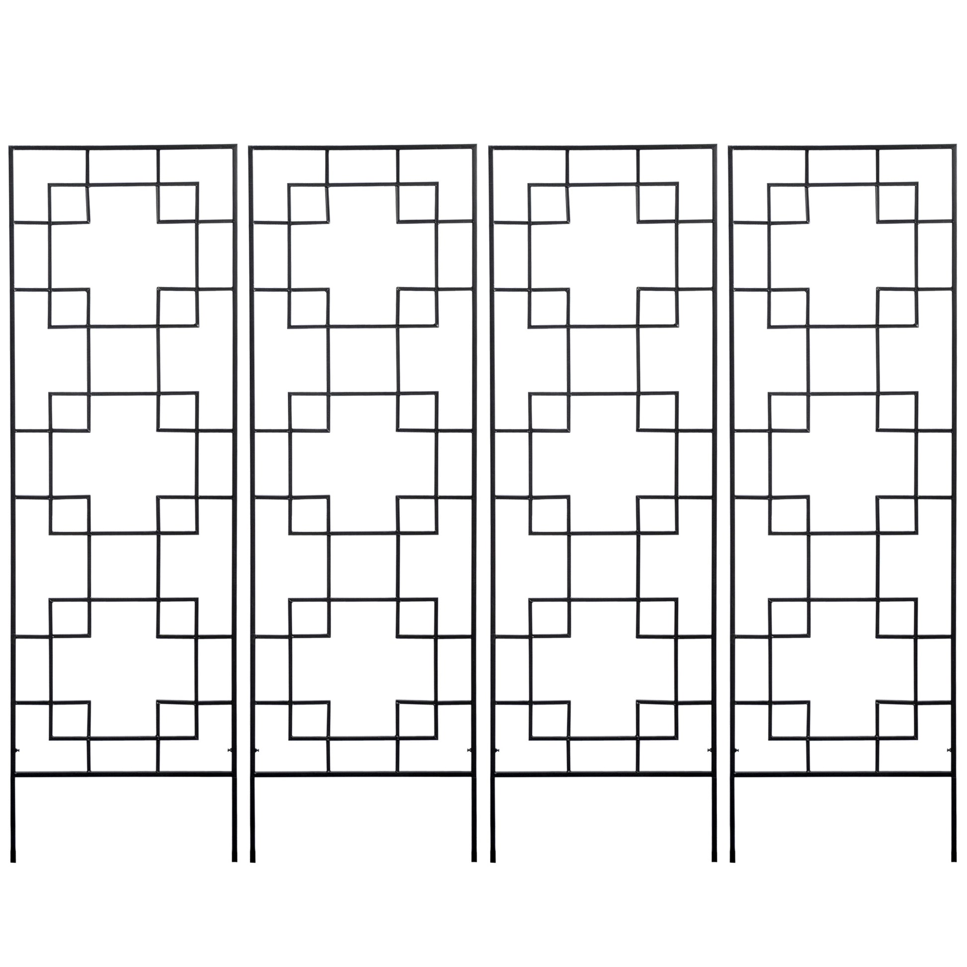 4 Pack Garden Trellis for Climbing Plants, Outdoor Metal Grid Panels for Roses, Vine Flower, Cucumber, Clematis, 72" Tal