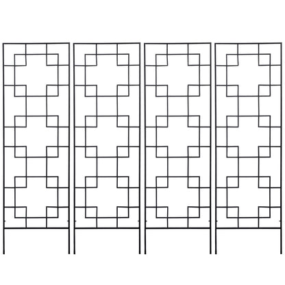 4 Pack Garden Trellis for Climbing Plants, Outdoor Metal Grid Panels for Roses, Vine Flower, Cucumber, Clematis, 72" Tal