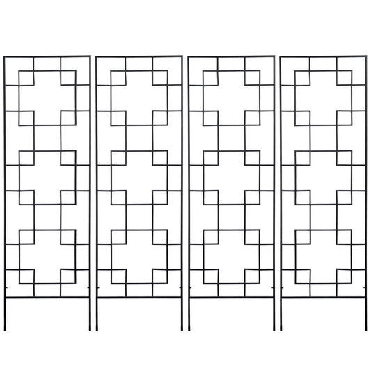 4 Pack Garden Trellis for Climbing Plants, Outdoor Metal Grid Panels for Roses, Vine Flower, Cucumber, Clematis, 72" Tal