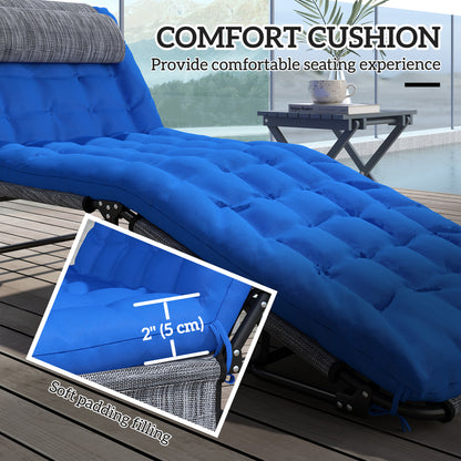 2 Pieces Folding Lounge Chairs with 4-level Reclining Back, Outdoor Tanning Chair with Cushion, Sun Lounger with Breatha