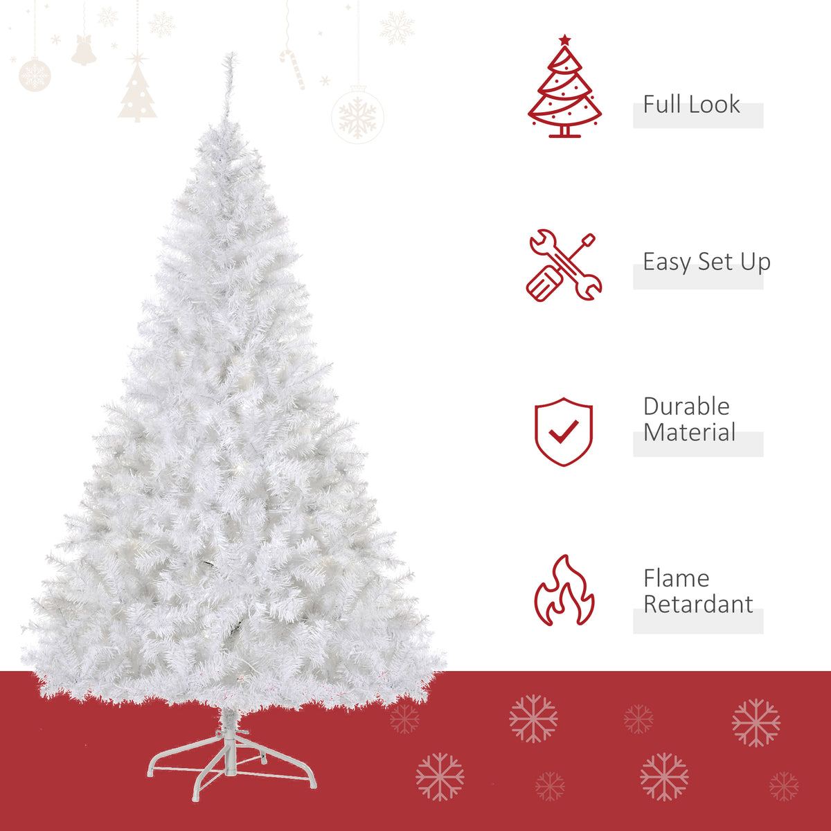 6FT Prelit Artificial Christmas Tree Warm White LED Light Holiday Home Xmas Decoration with Automatic Open, White