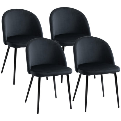Modern Dining Chairs, Mid-Back Velvet-touch Upholstery Side Chair, Table Chair for Living Room, Dining Room, Black, Set 