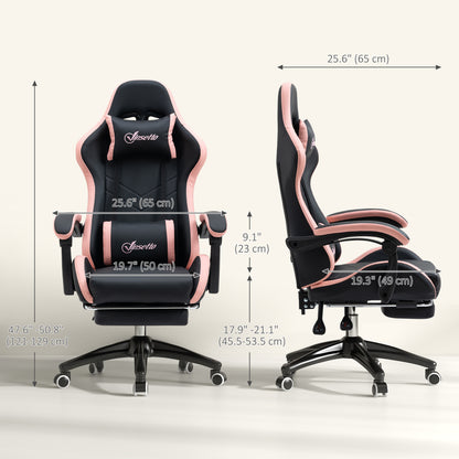Computer Gaming Chair, PU Leather Office Desk Chair with Footrest, Swivel Wheels, 135° Reclining Back, Black