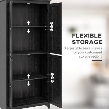 72" Freestanding Storage Cabinet, Kitchen Pantry Cabinet with Doors and Shelves for Dining Room, Black