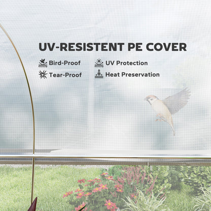 19.5' x 10' x 6.6' Tunnel Greenhouse Outdoor Green House with Roll-up Mesh Sidewalls, Mesh Door, Galvanized Steel, Wind 