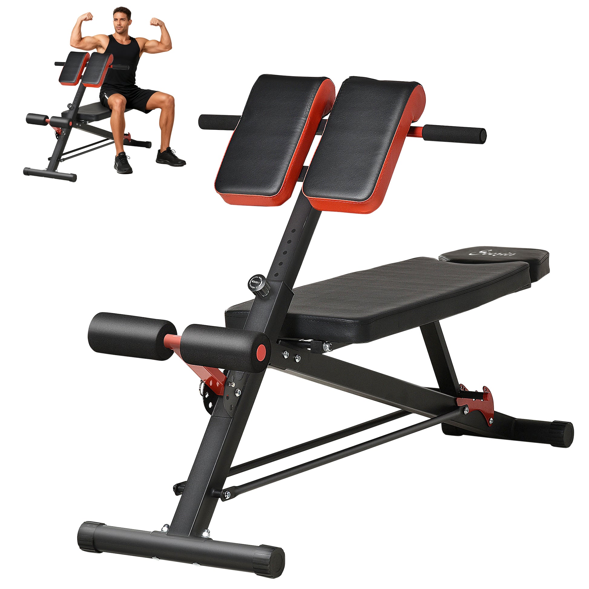 Soozier Adjustable Weight Bench Roman Chair Exercise Training Multi-Functional Hyper Extension Bench Dumbbell Bench Ab S