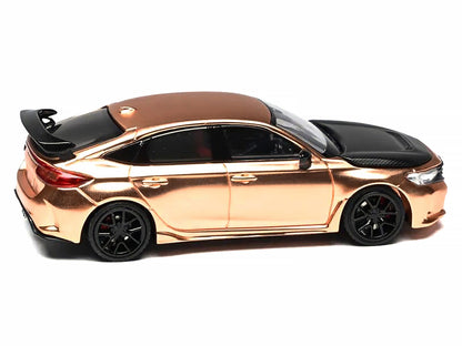 Honda Civic Type R (FL5) RHD (Right Hand Drive) Electroplating Copper Metallic with Carbon Hood "Hong Kong Toycar Salon 2025" "Senior 64" Series Limited Edition to 599 pieces Worldwide 1/64 Diecast Model Car by MotorHelix