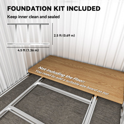5ft x 4ft Garden Metal Storage Shed, Tool Storage Shed with Top Vents, Sliding Door, Sloped Roof and Foundation Kit for 