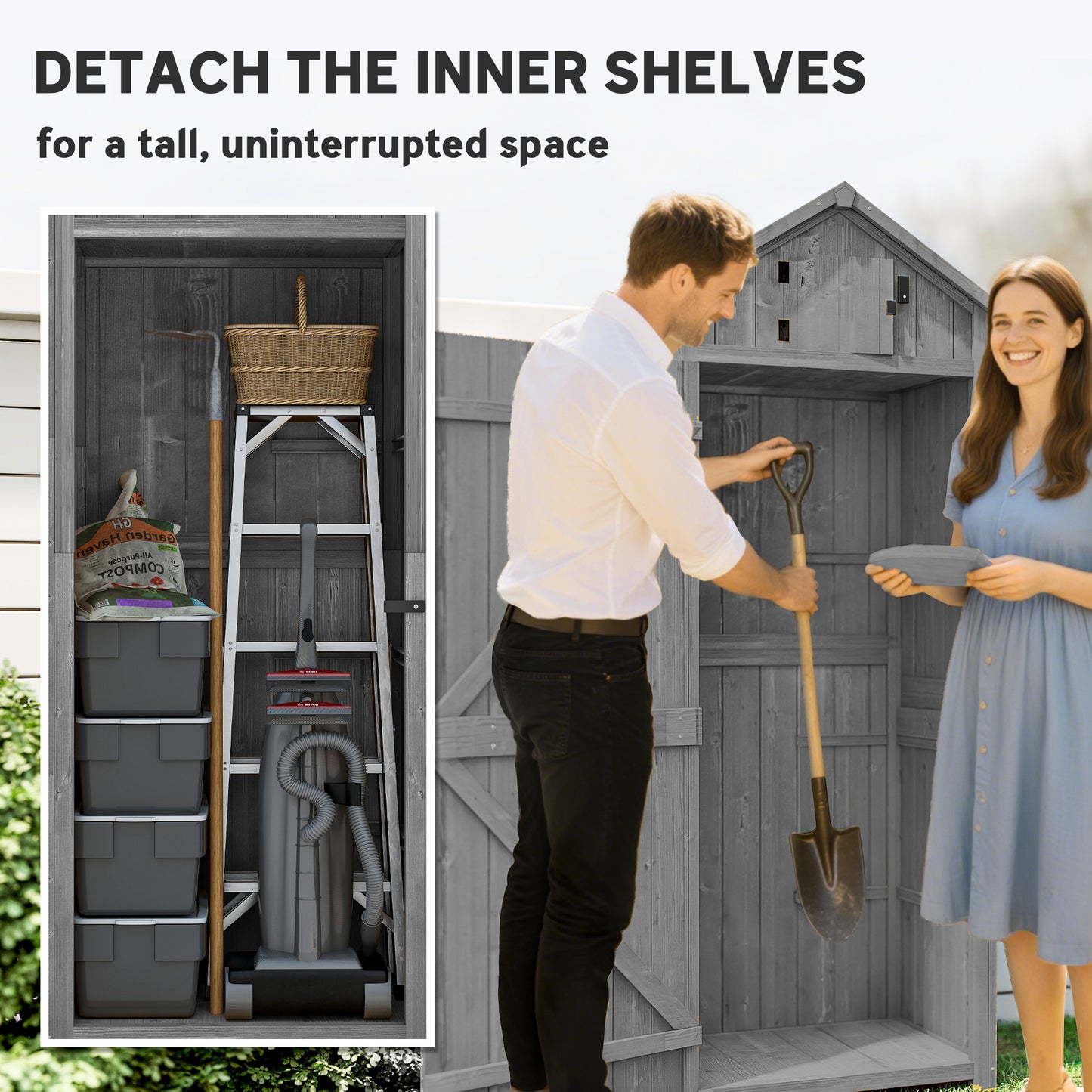 30" x 21" x 71" Garden Storage Shed, Sheds & Outdoor Storage Outdoor Workshop Yard Tool Utility Storage House Water-resi