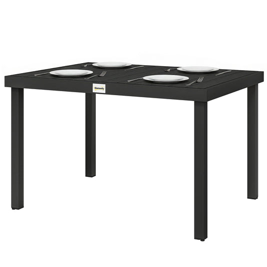 Aluminum Outdoor Dining Table for 6, Patio Rectangular Table, 47.2" x 35.4" x 29.1", Black