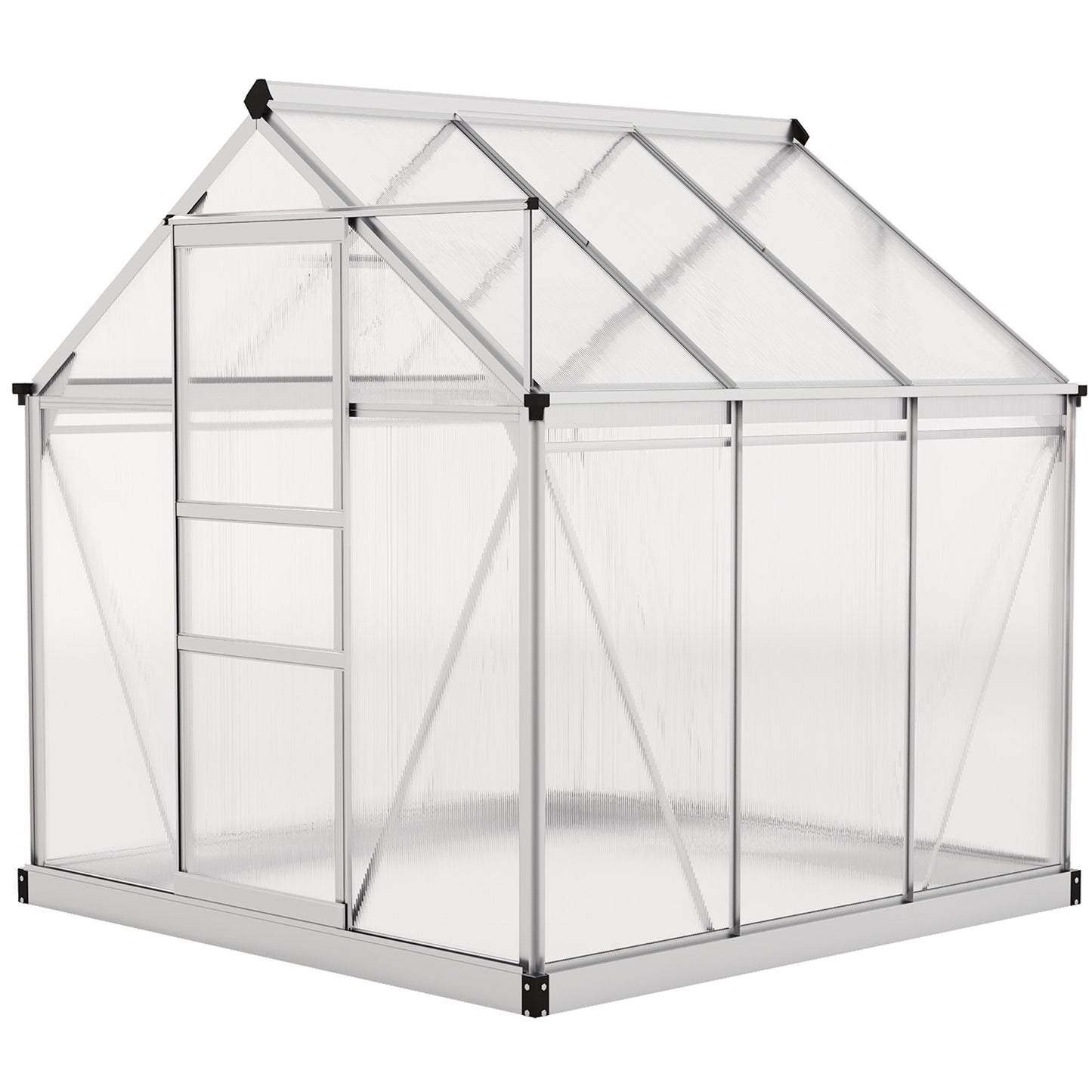 6' x 6' x 6.6' Polycarbonate Greenhouse, Walk-In Green House Kit Garden, Plants Grow, Galvanized Sheet Aluminum Frame wi