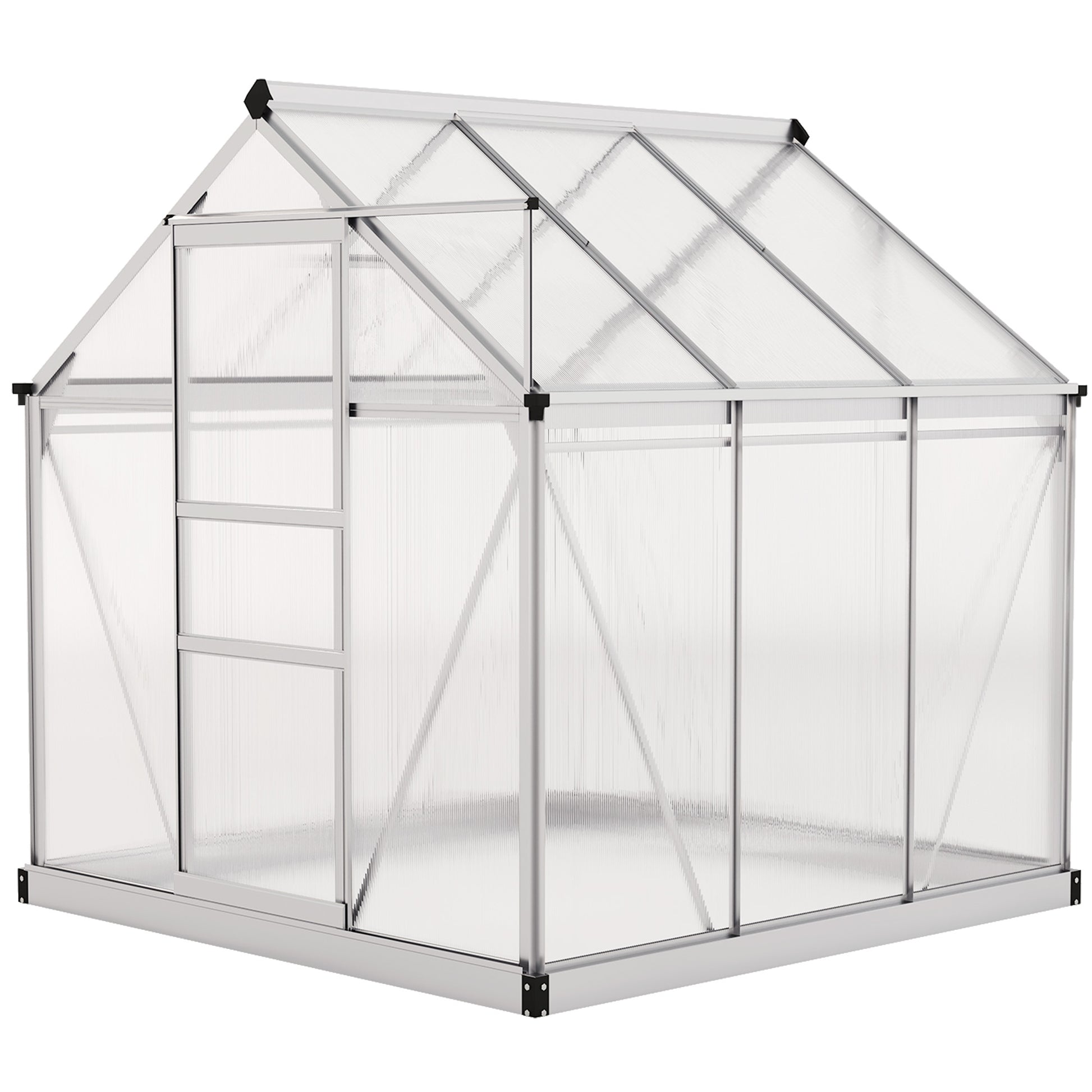 6' x 6' x 6.6' Polycarbonate Greenhouse, Walk-In Green House Kit Garden, Plants Grow, Galvanized Sheet Aluminum Frame wi