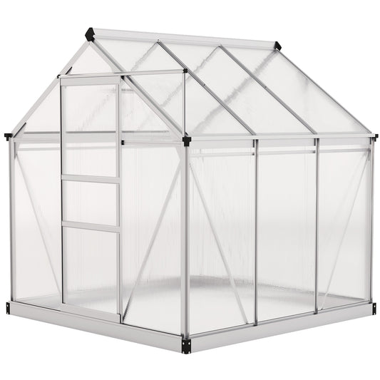 6' x 6' x 6.6' Polycarbonate Greenhouse, Walk-In Green House Kit Garden, Plants Grow, Galvanized Sheet Aluminum Frame wi