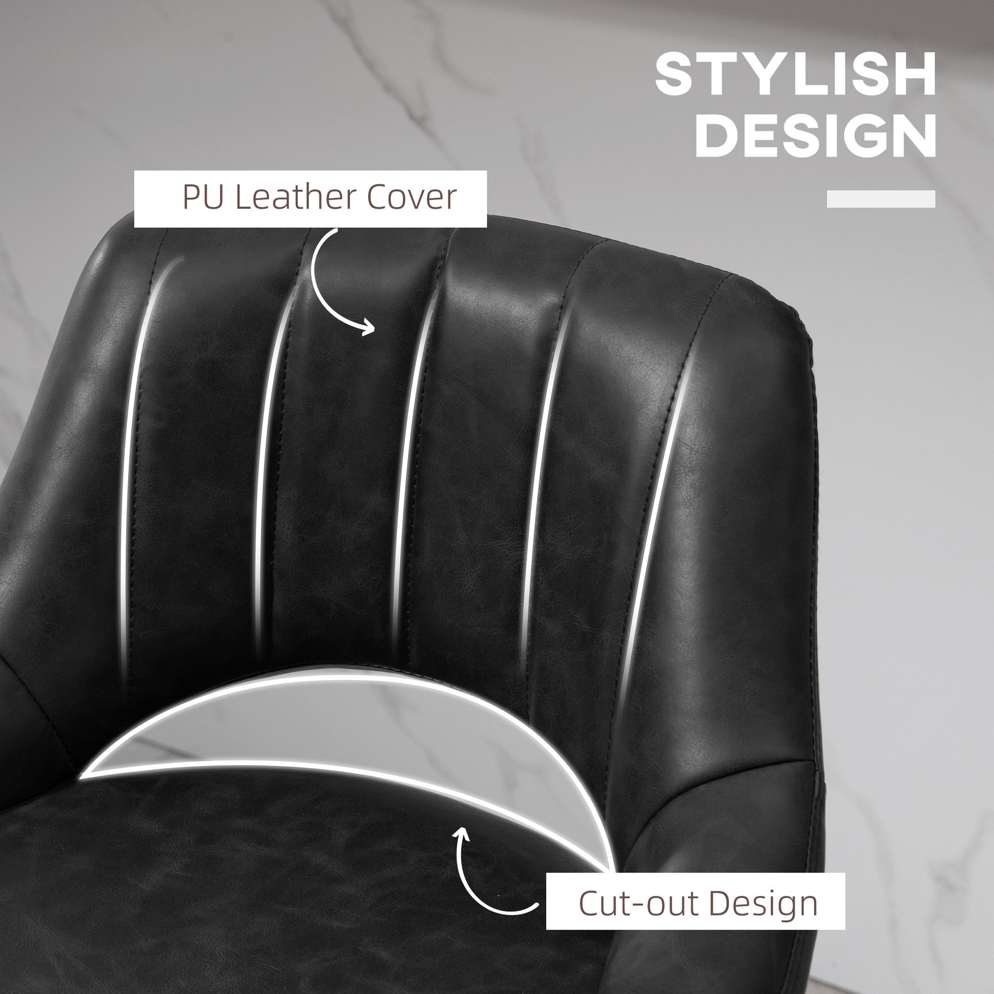 Swivel Bar Stools Set of 2 with Footrest, Faux Leather Upholstered Counter Height Barstools with Round Metal Base