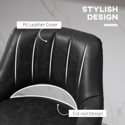 Swivel Bar Stools Set of 2 with Footrest, Faux Leather Upholstered Counter Height Barstools with Round Metal Base