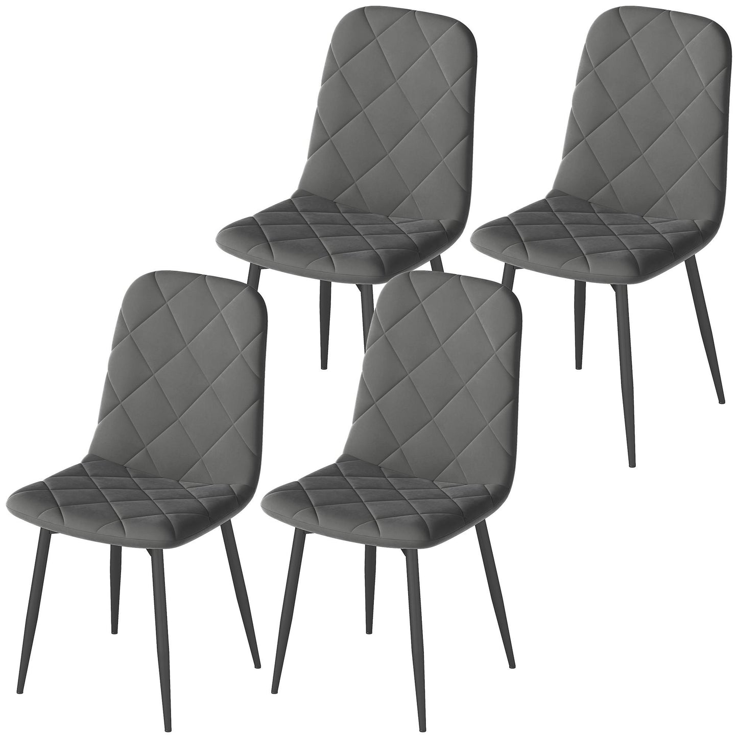 Dining Chairs Set of 4, Upholstered Dining Room Chairs with Steel Legs, Modern Kitchen Chair for Dining Room, Grey