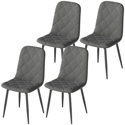 Dining Chairs Set of 4, Upholstered Dining Room Chairs with Steel Legs, Modern Kitchen Chair for Dining Room, Grey